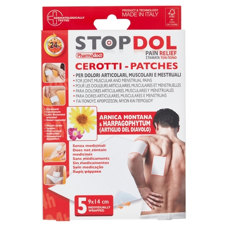 Pharmadoct Stop Dol Cerotti Arnica Montana & Harpagophytum (Artiglio del Diavolo) 9x14cm 5 pz